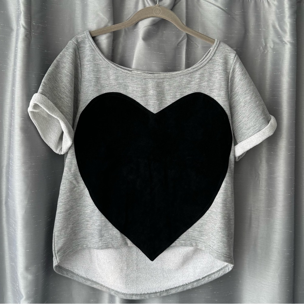 Laugh Cry Repeat short sleeve heart sweatshirt size medium